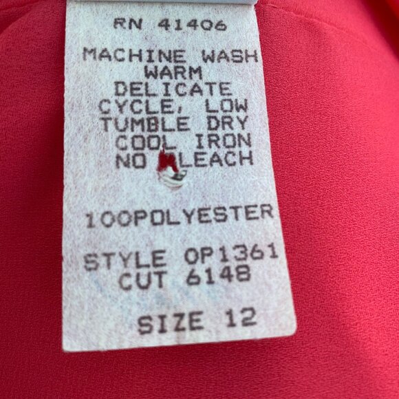 Vintage 80s Willi Petites Pink Button-Up Belted Dress Size 12 Polyester Lined - Picture 5 of 16